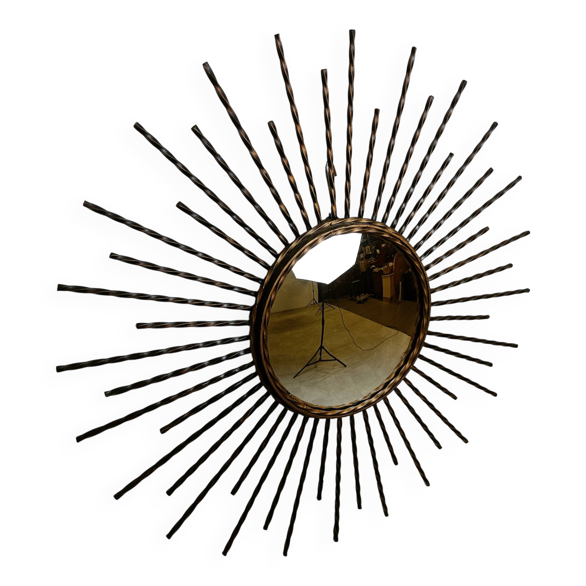 Vintage metal sunburst mirror 1970s