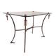 1960s/70s coffee table in wrought iron and smoked glass.