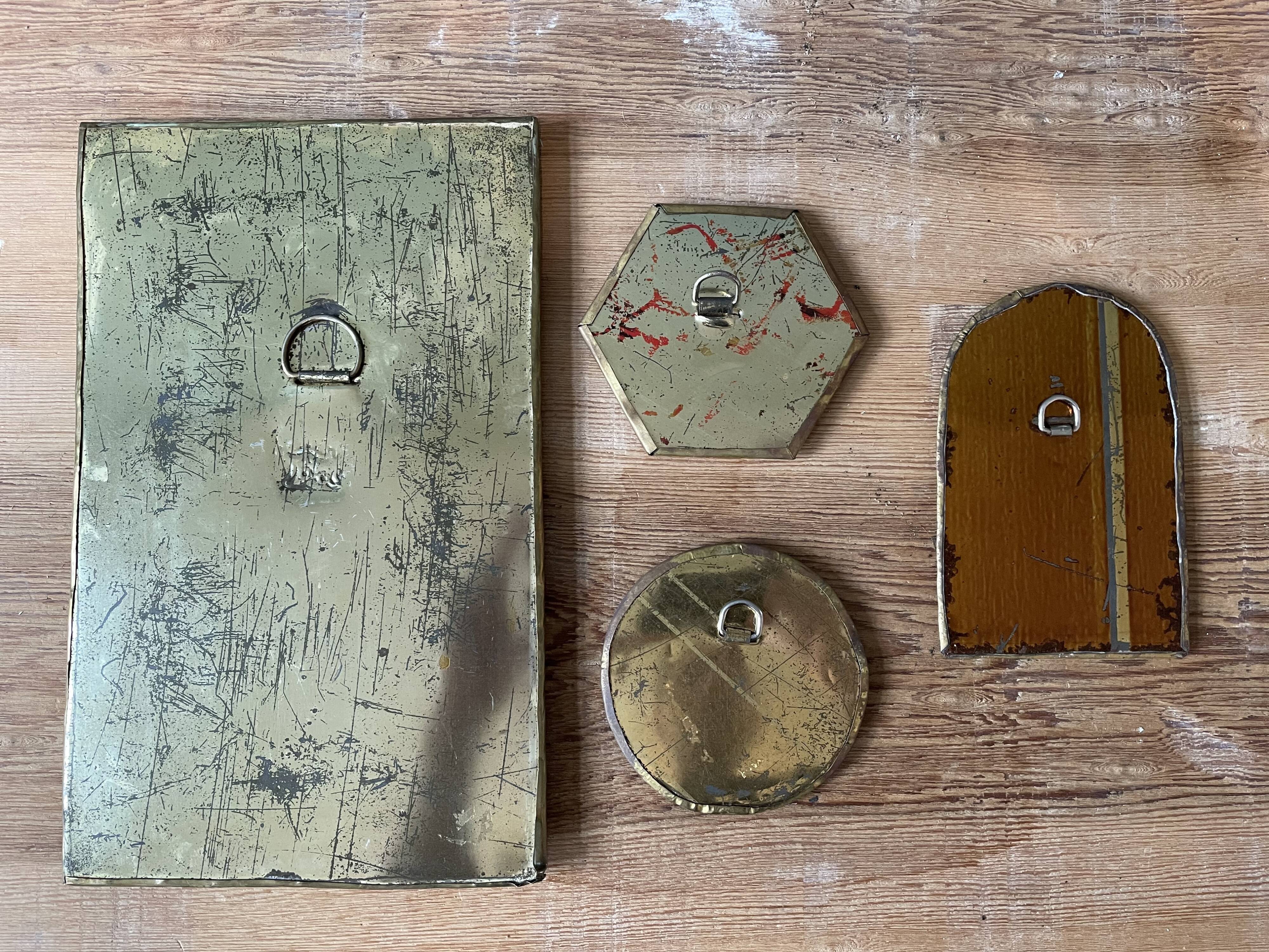 Set of 4 vintage brass mirrors