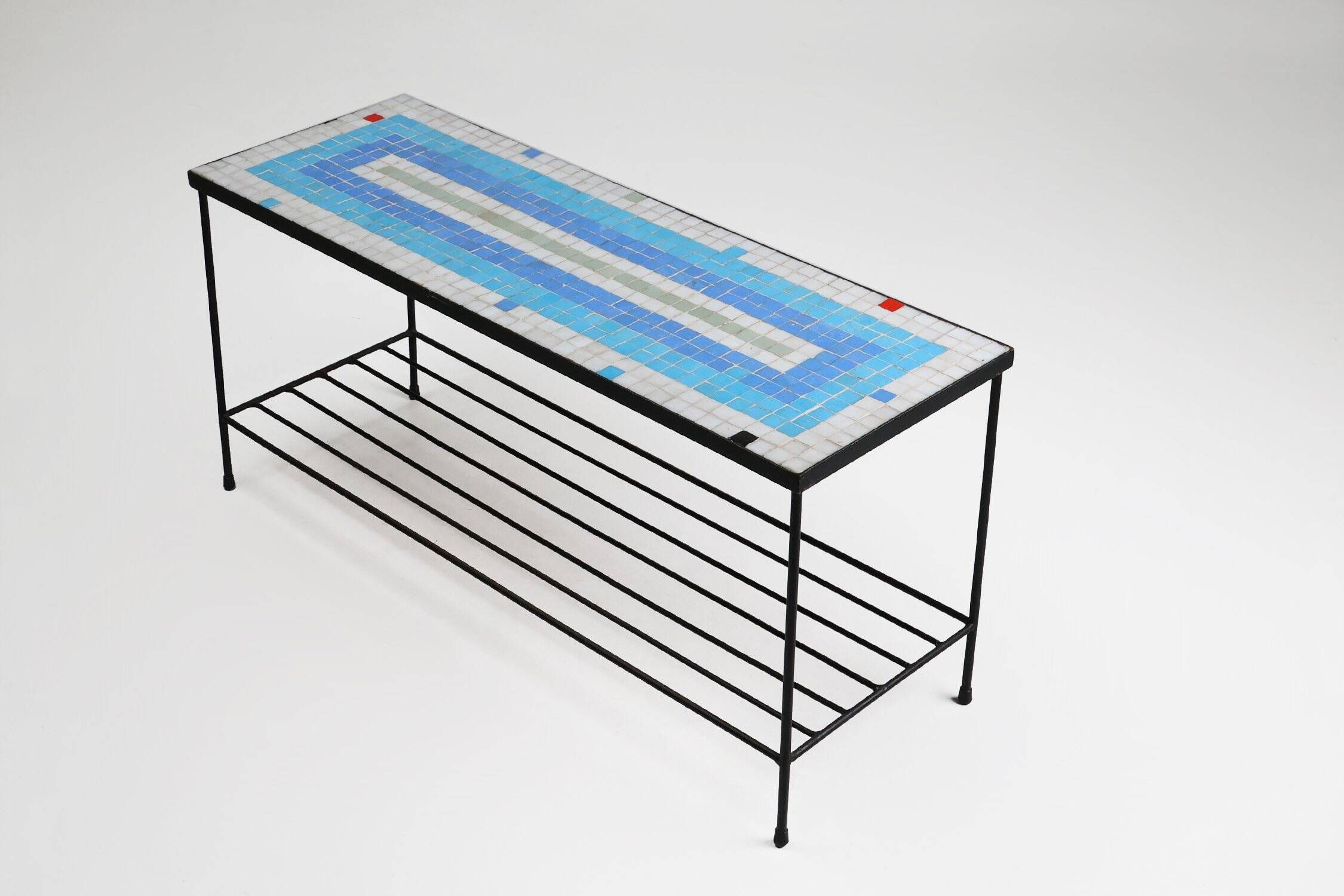 Mid-Century Mosaic Coffee Table with Metal Frame, France, 1950s