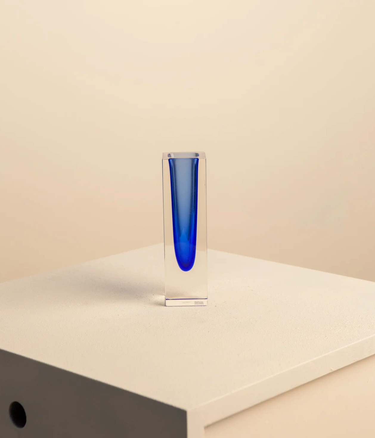 Blue "Square" vase by Flavio Poli for Seguso 60's