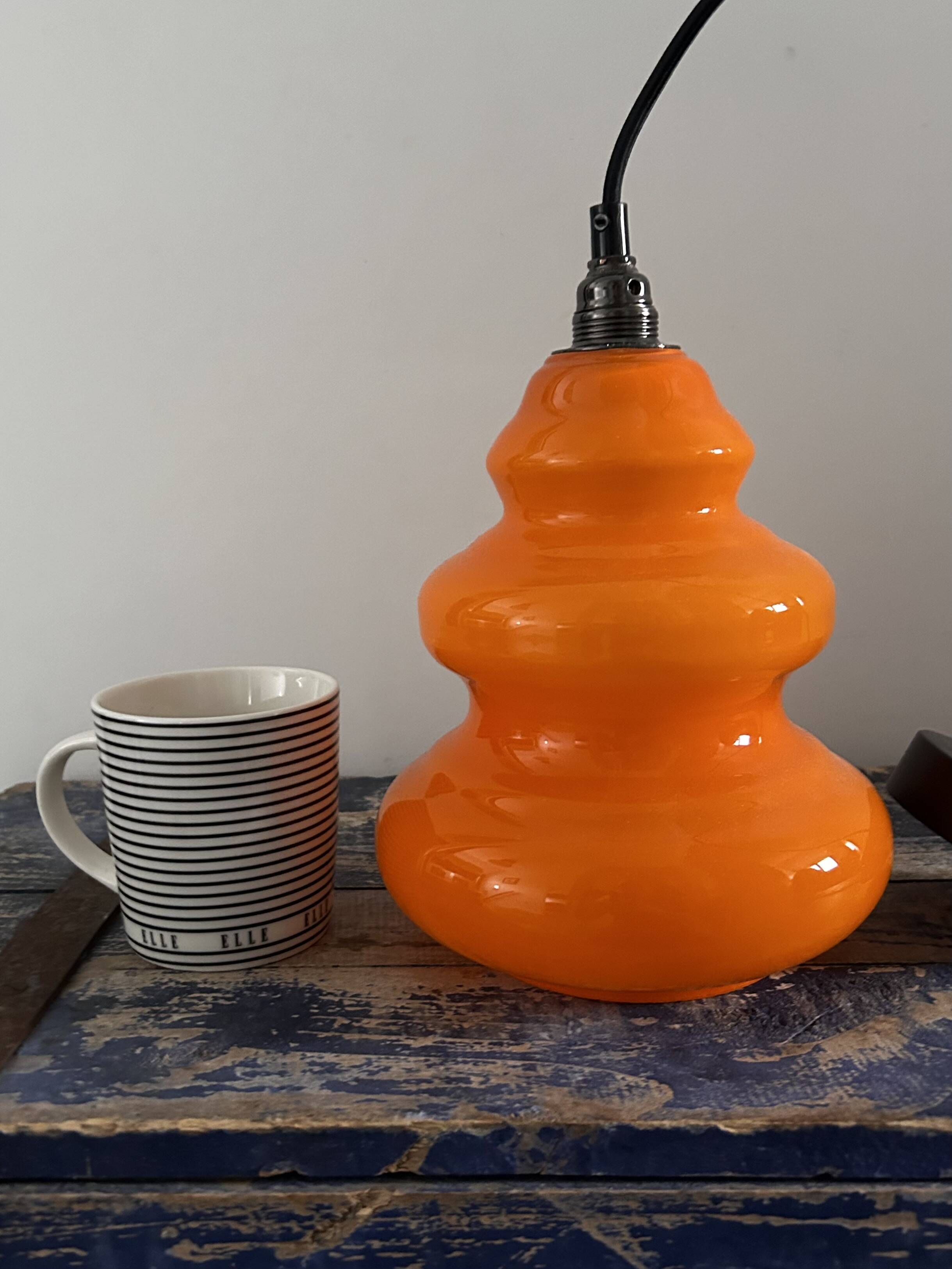 Orange opaline pendant light