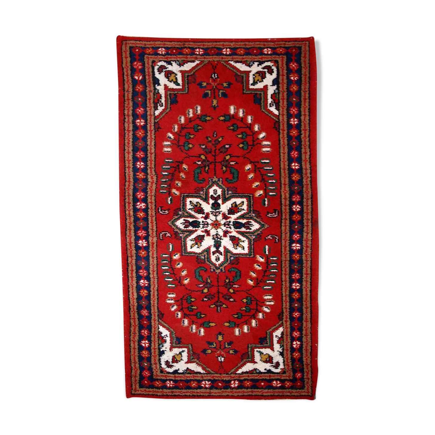 Vintage Persian Carpet Hamadan handmade 70cm x 136cm 1970s, 1C779