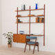 Teak wall unit 6 shelves with desk and cabinet