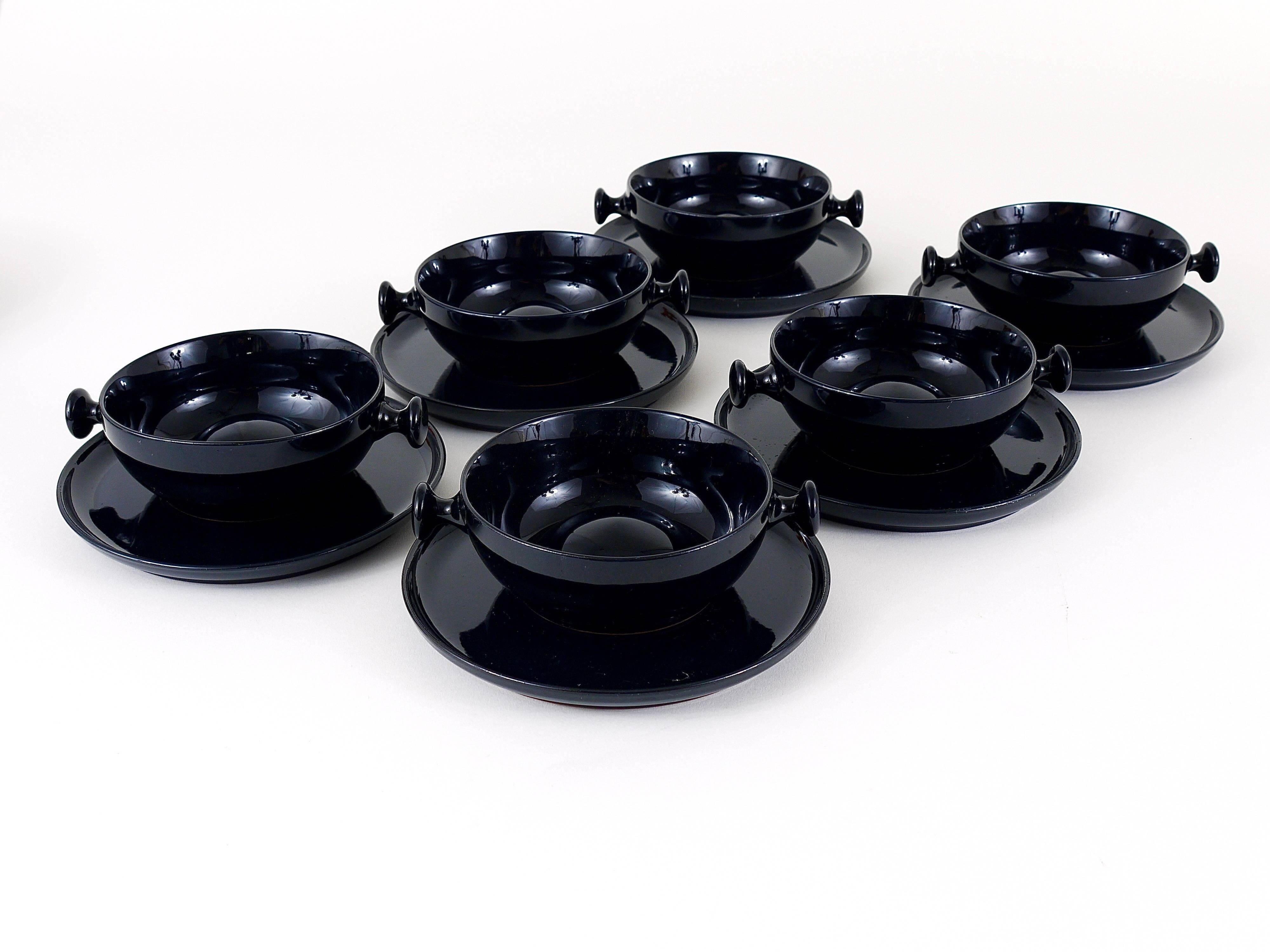 Complete tea service set and plates by Luigi Colani Zen, earthenware, Friesland, Germany, 1970s.