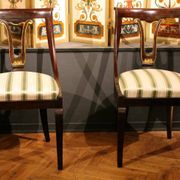 18th Century French Directoire Mahogany Chairs with Silk Blend Upholster Fabric, Set of 4