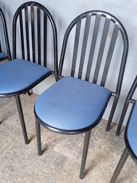 Lot de 4 chaises Malle Stevens metal epoque 1980