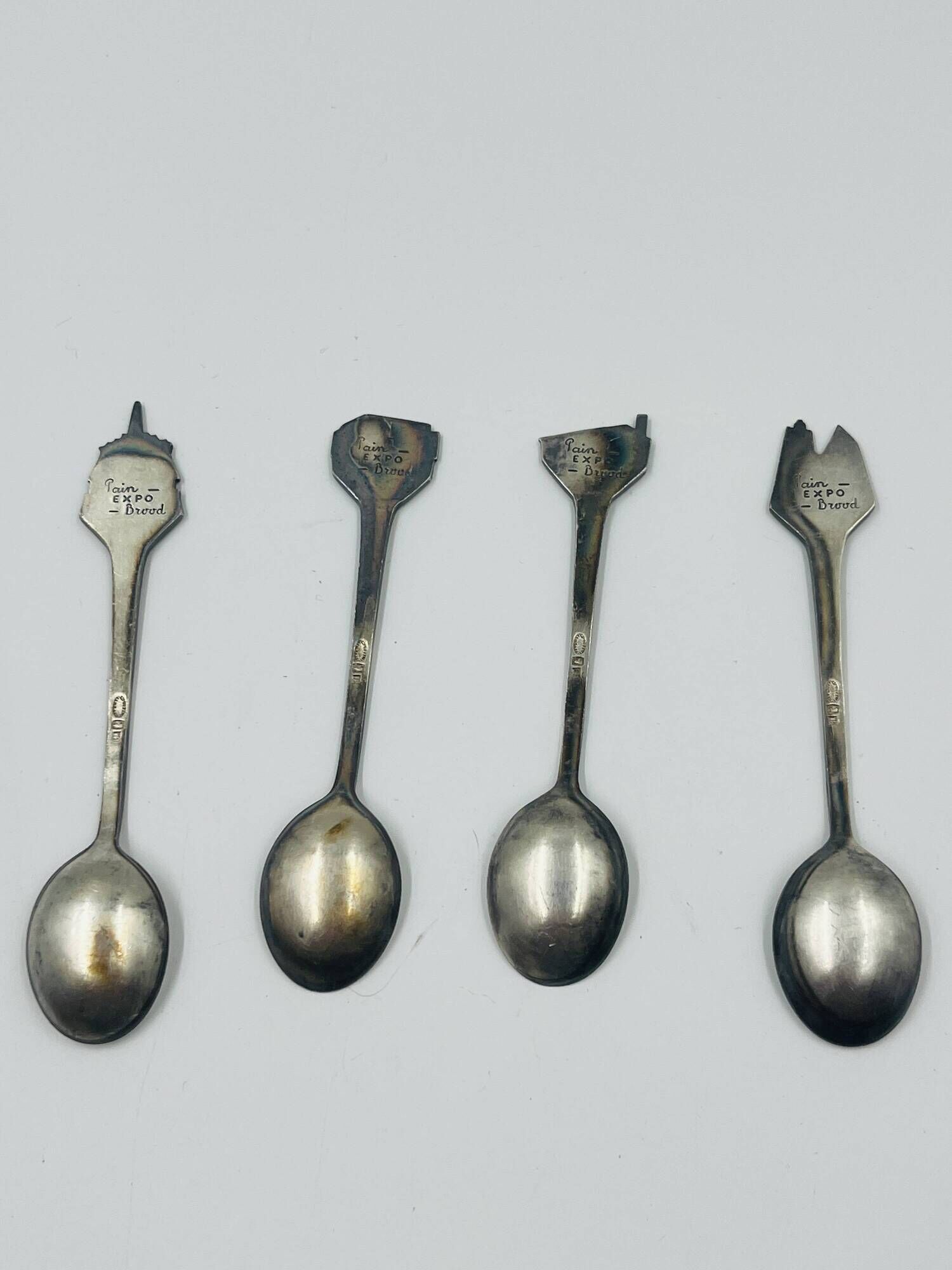 Set of 4 Souvenir Spoons Expo 58 Rare Pavilions