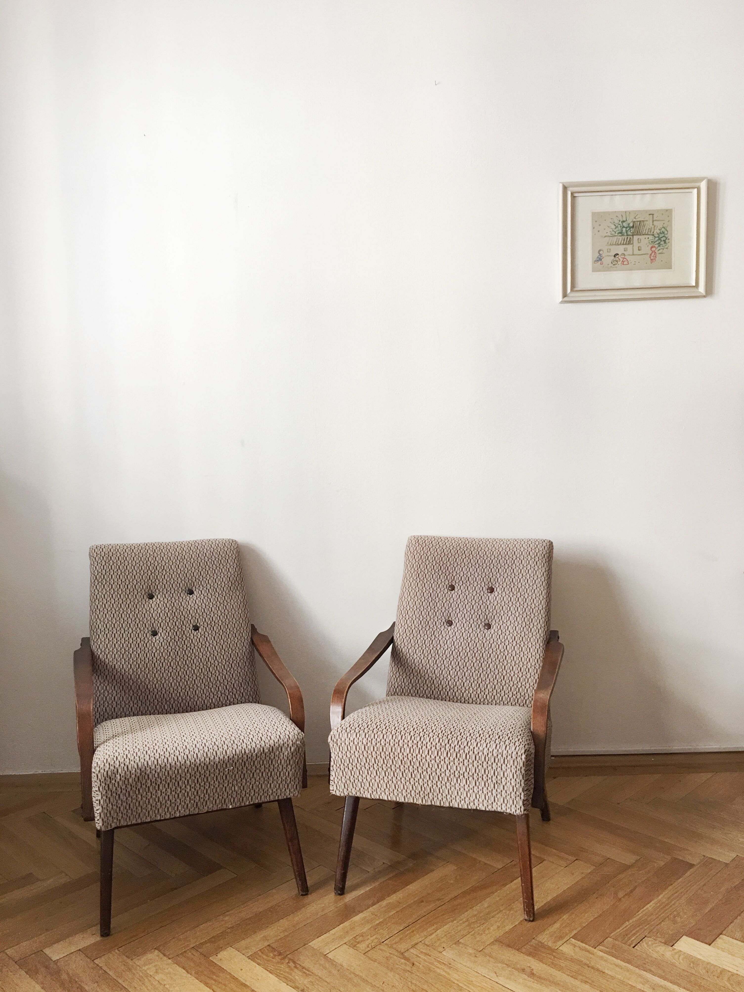 Grey/Brown Vintage Armchairs, 1960s, pair