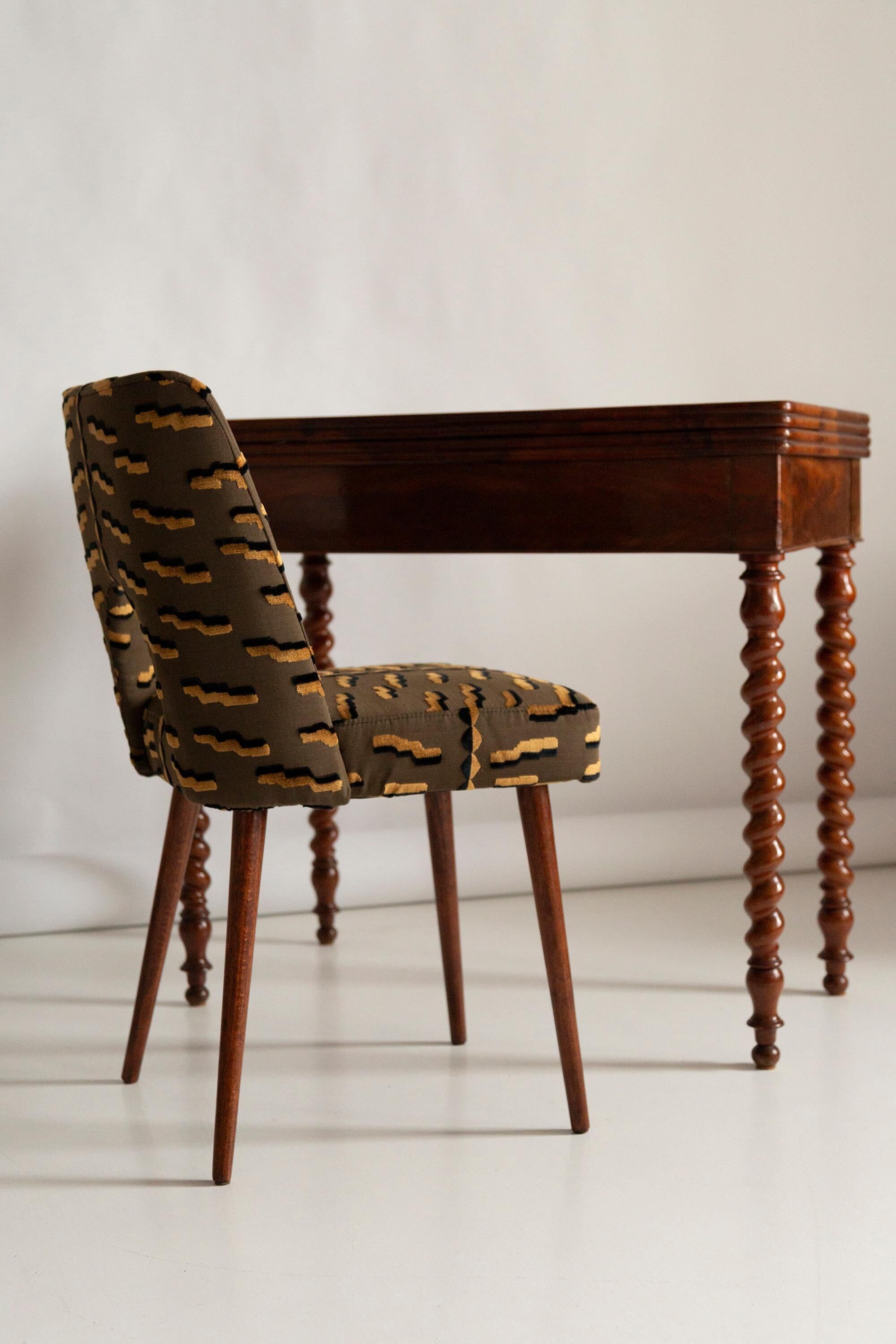 Shell chair type 1020 in jacquard velvet with tiger pattern, Europe, 1960s