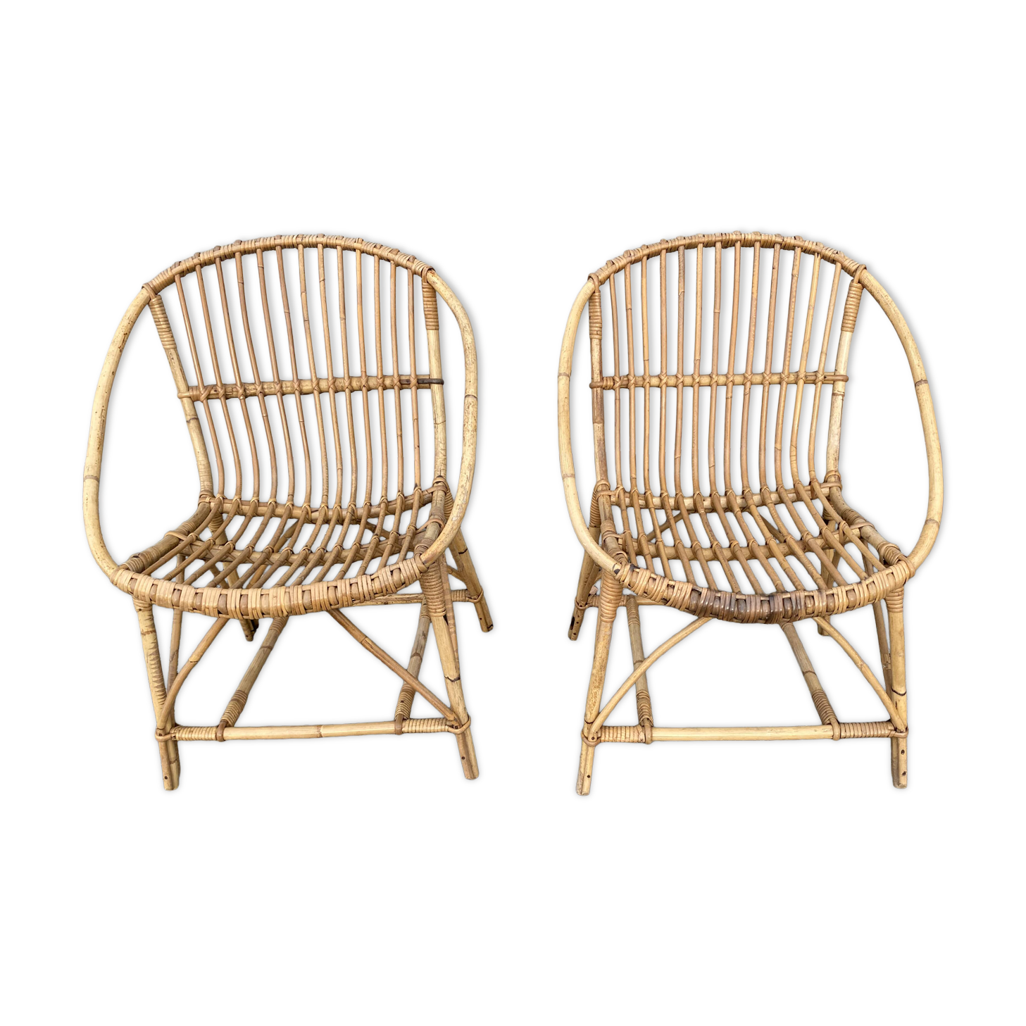 Pair of rattan armchairs