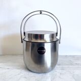 Vintage Alessi ice bucket with mechanical lid designed by Anselmo Vitale and Carlo Mazzeri from the