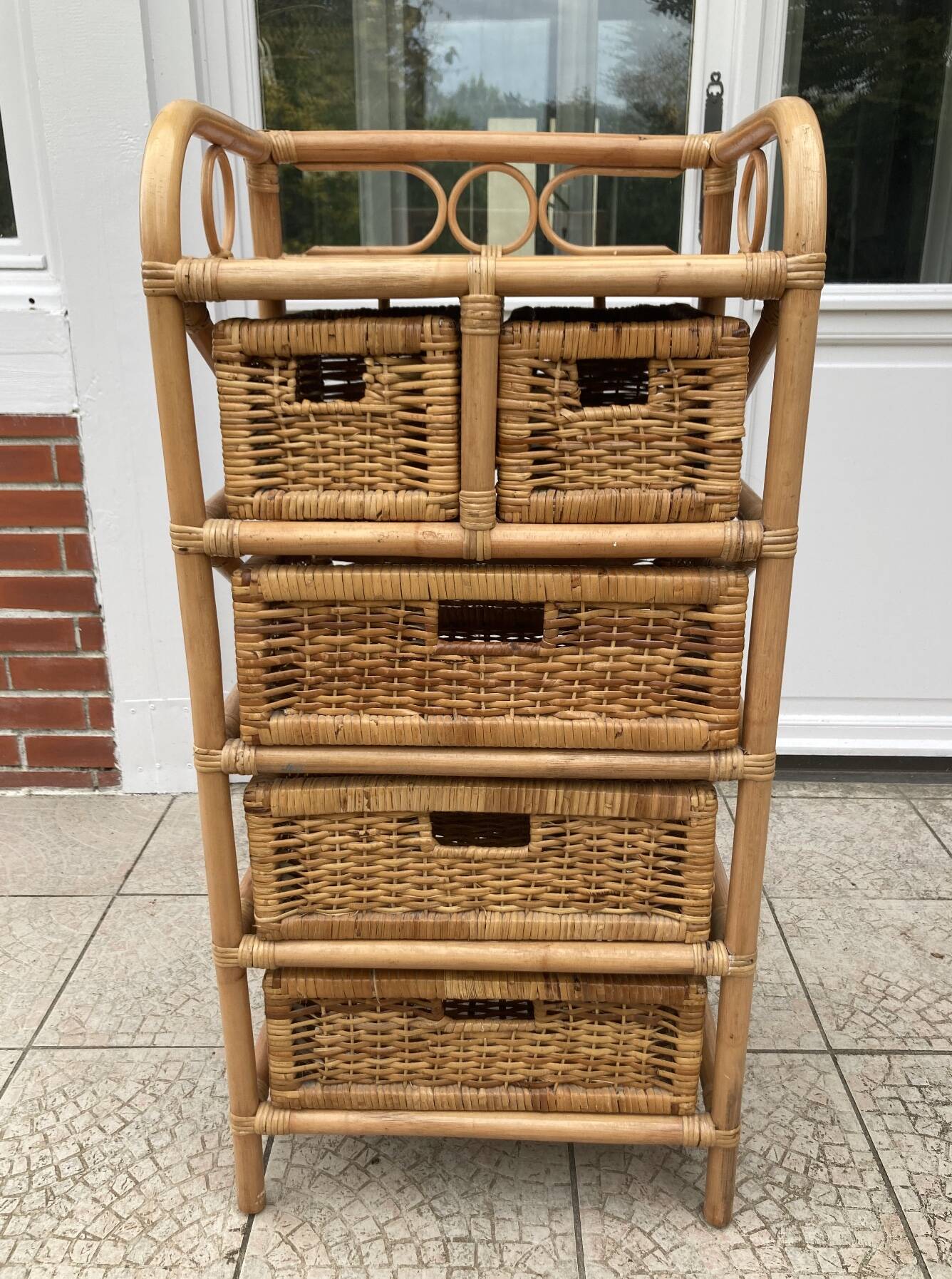 Vintage rattan chiffonier