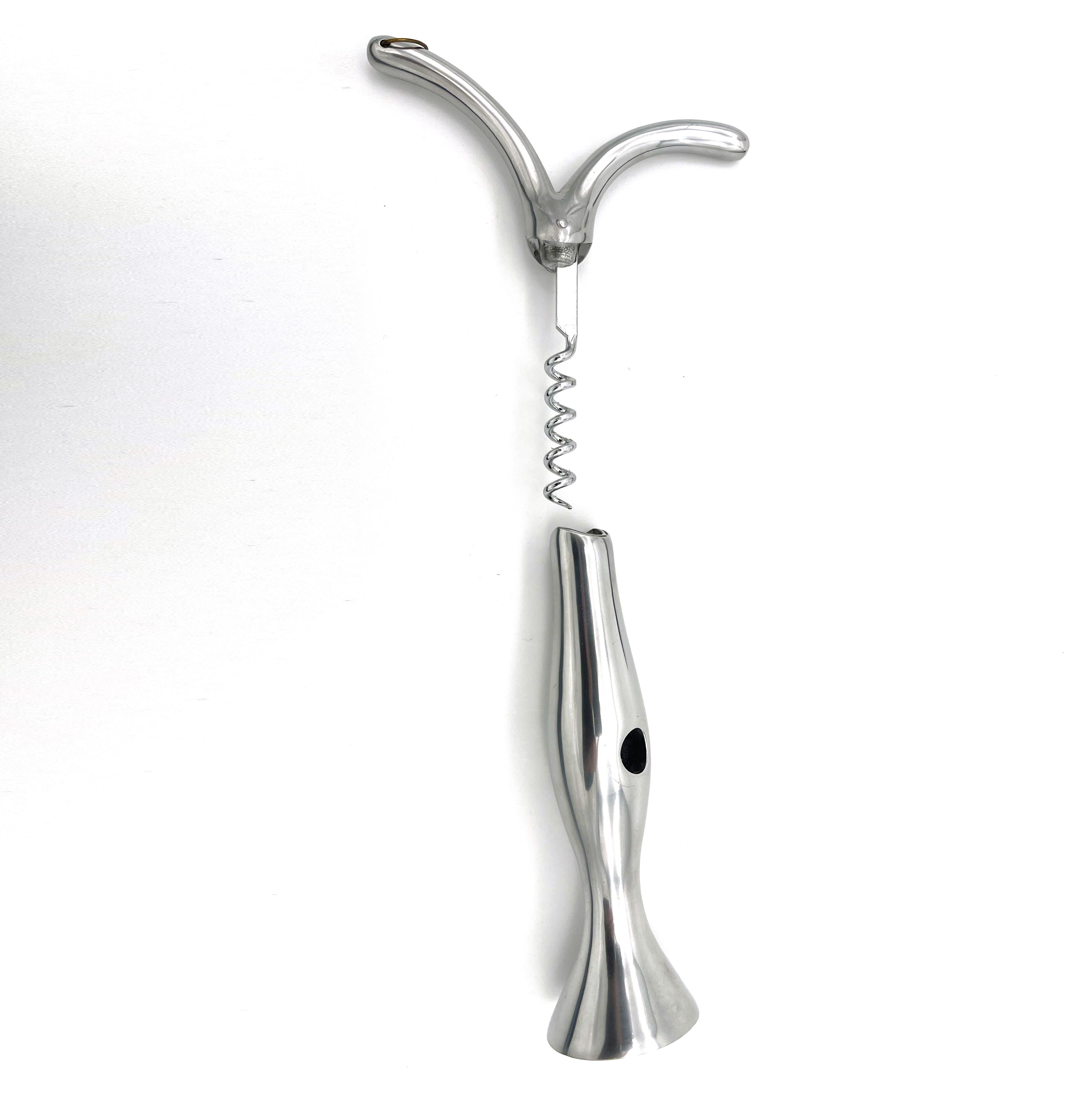 Tire-bouchon ardi design en fonte d'aluminium poli - made in france