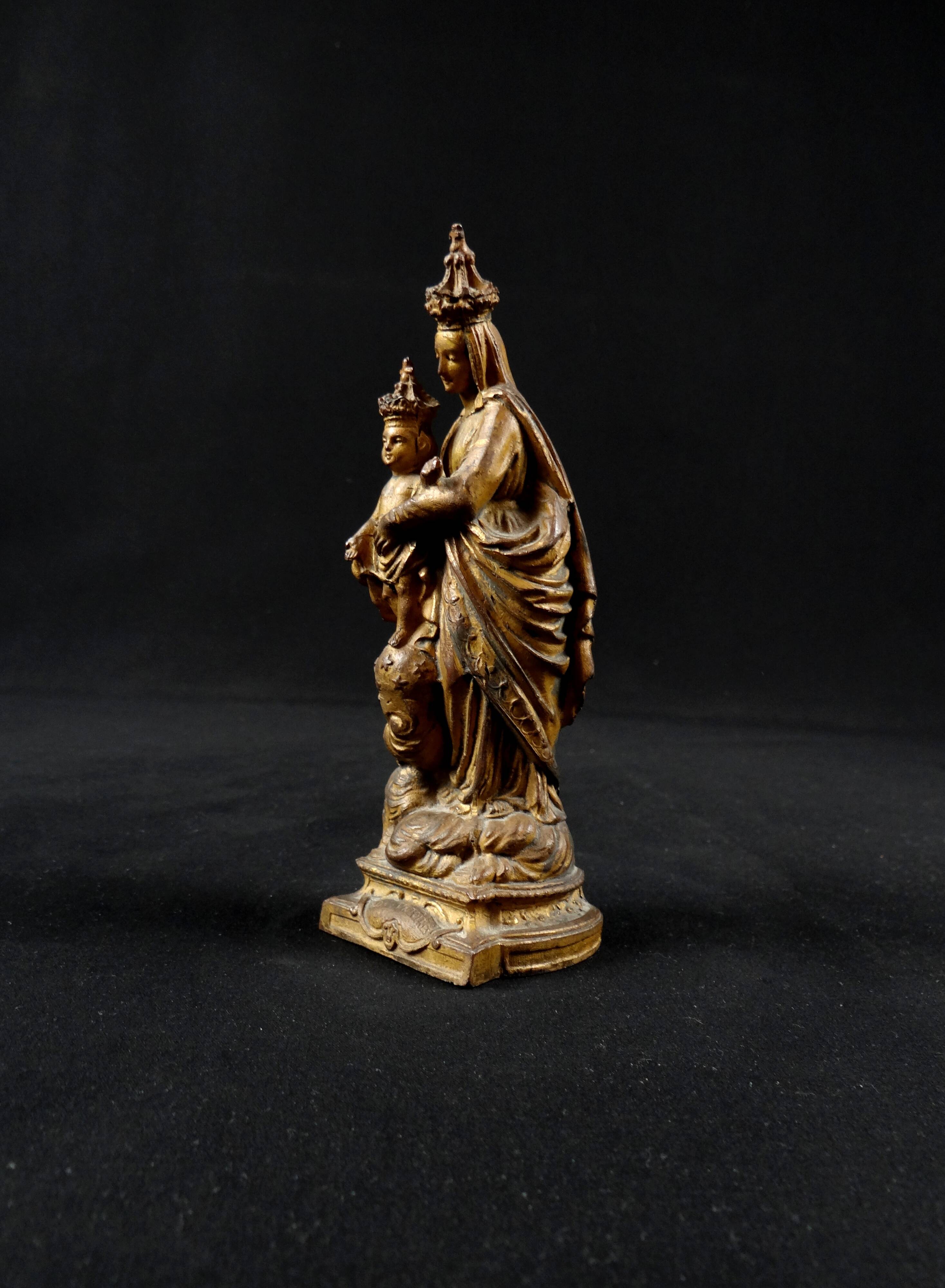 Statuette of the Virgin and Child Our Lady of Victories in 19th century spelter