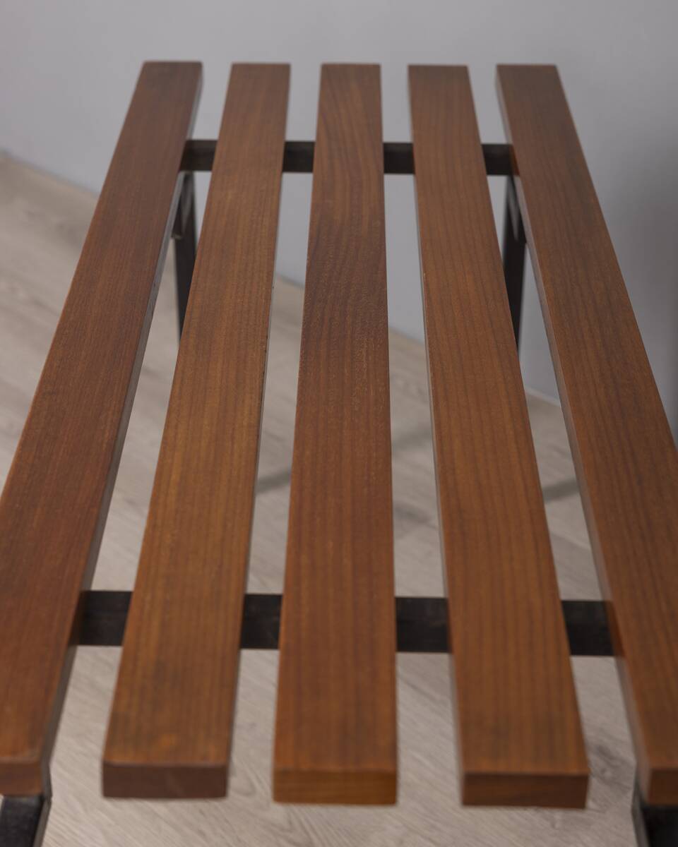 Vintage 1960s teak wood bench with italian design