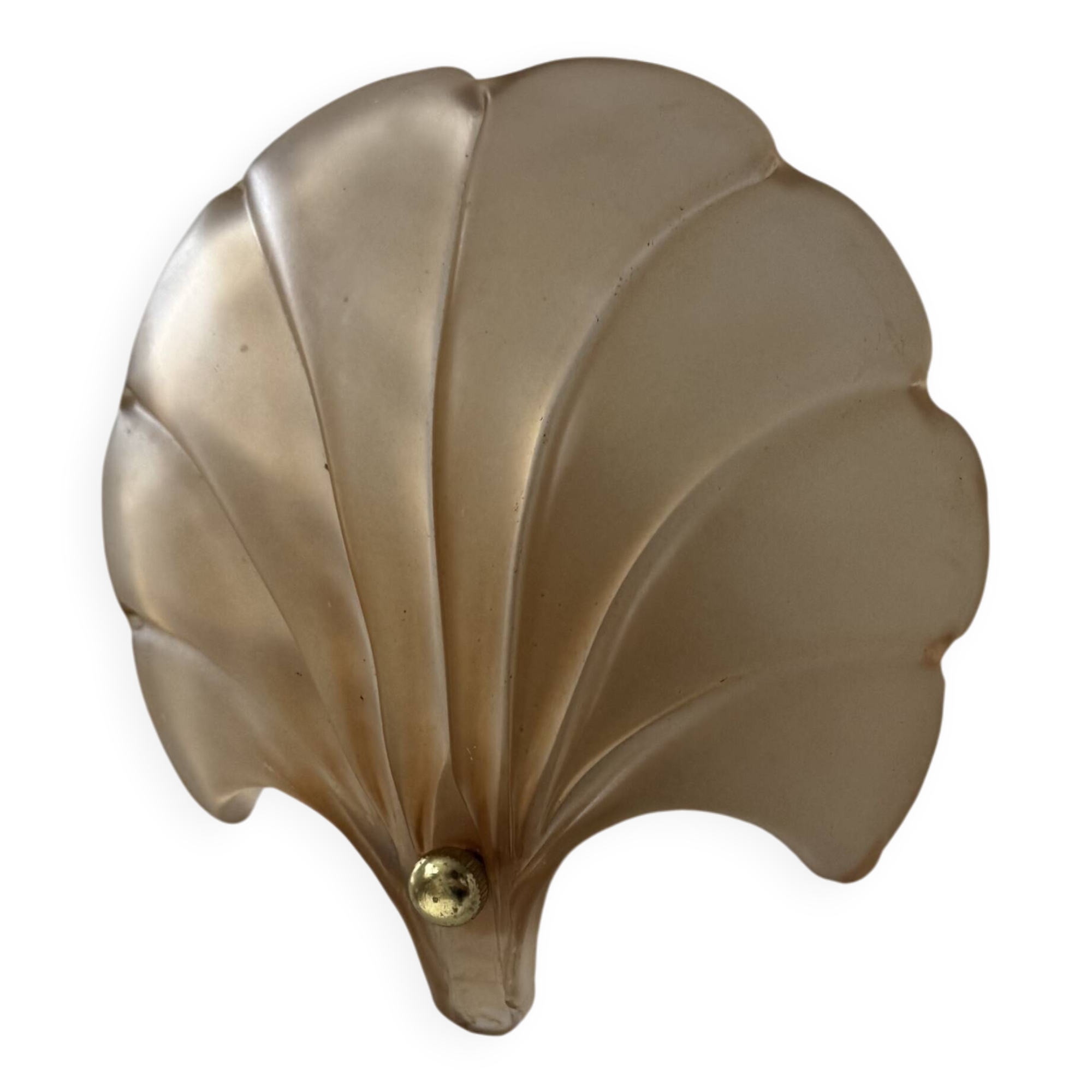 Applique vintage coquillage, verre ambré, France, 1970