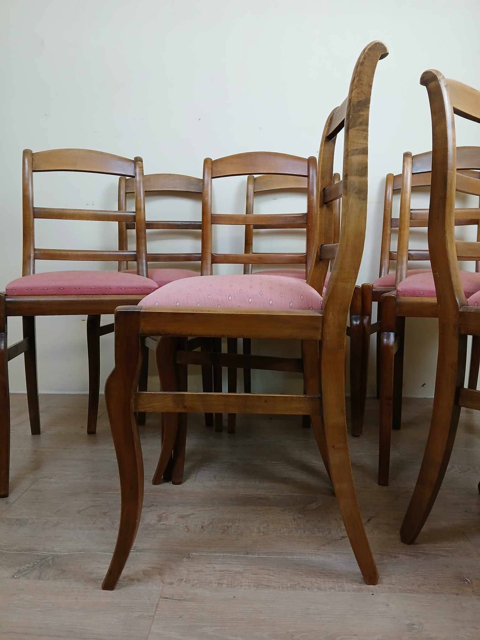 superb series of 8 Empire/Restoration style chairs in solid cherry wood