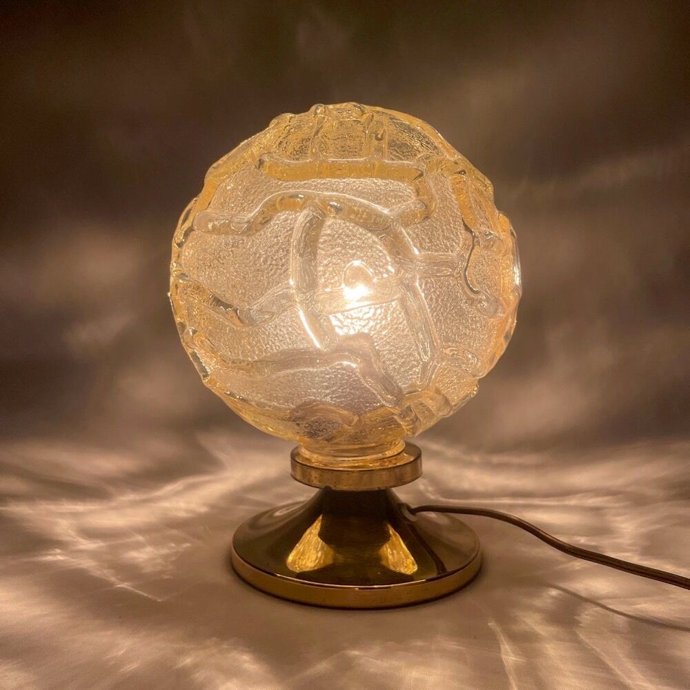 Glass and brass globe lamp Wortmann & Filz 60s