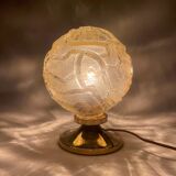 Glass and brass globe lamp Wortmann & Filz 60s