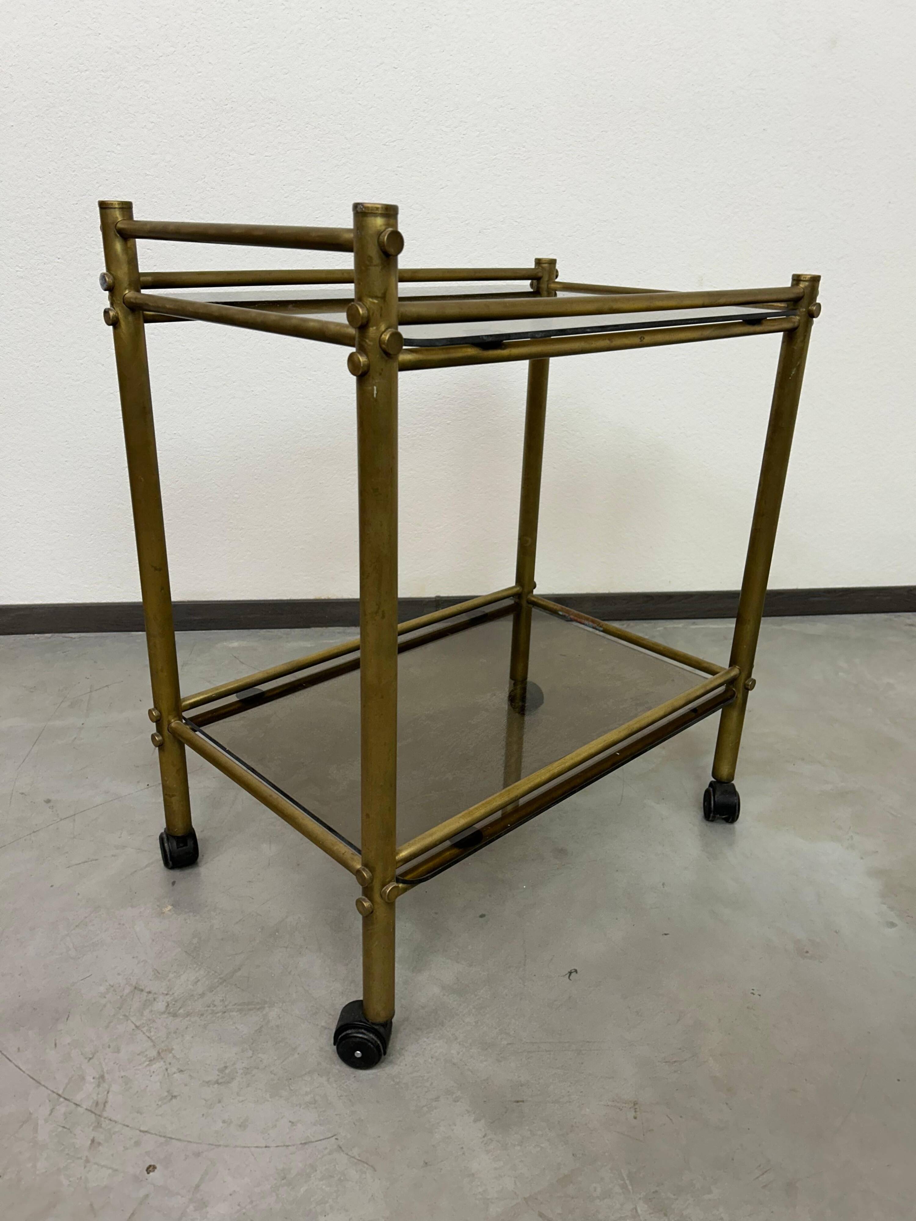 Vintage brass serving trolley