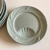 Set of 6 plates celadon de Sarreguemines 1950