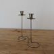 Vintage double candlestick in chrome metal – Spiral design