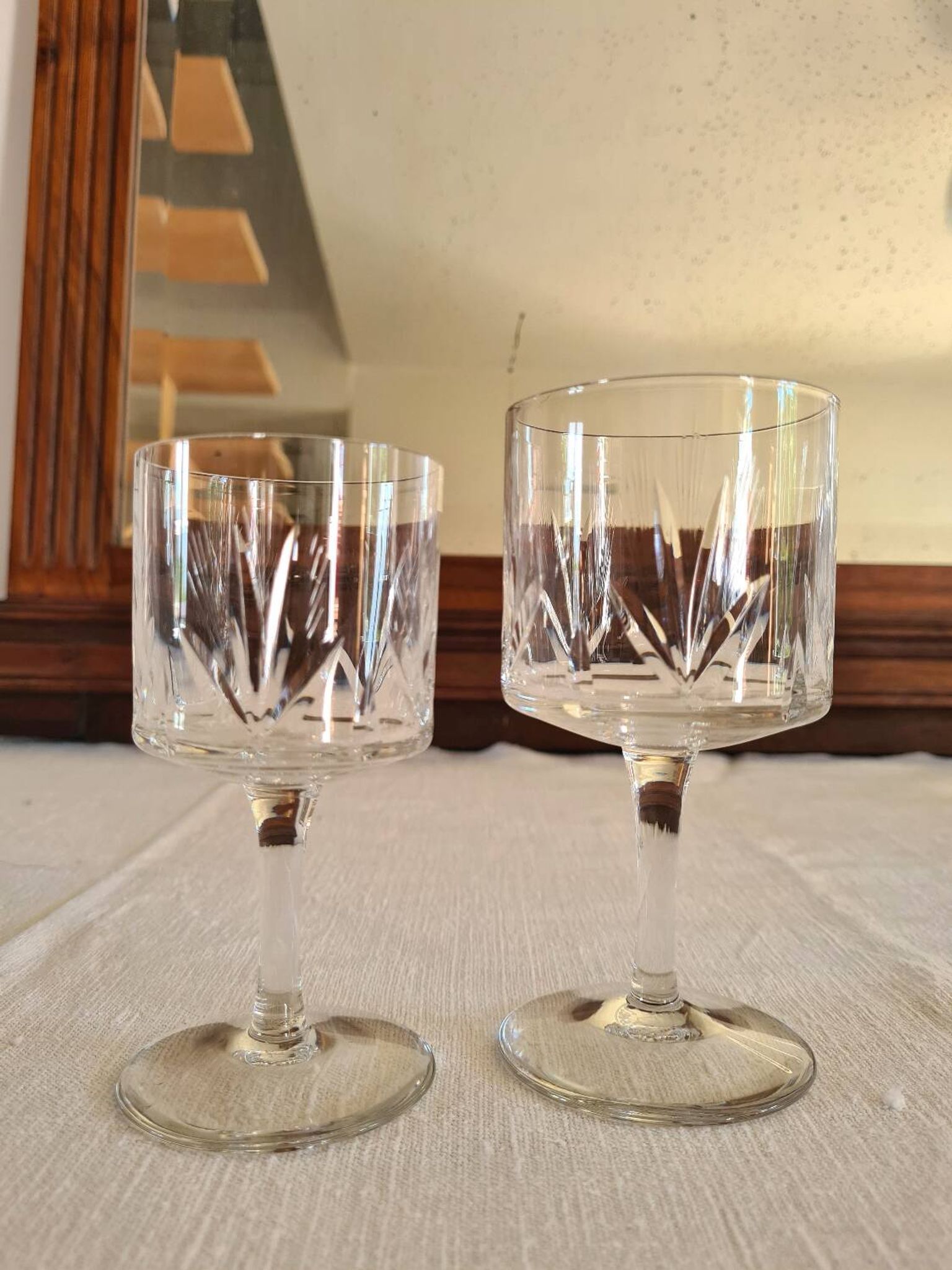 Water and wine glasses from the Royal Manufacture of Bayel