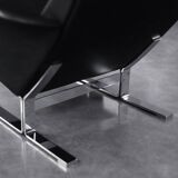 Vintage Mid-Century Modern Danish Black Leather Lounge Chair by Georg Thams