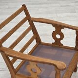 1970s, Danish armchair, green furniture wool, solid oak wood.