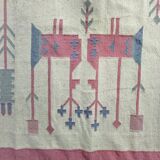 Vintage kilim rug, wool and cotton, folk art style, Poland, 1970s