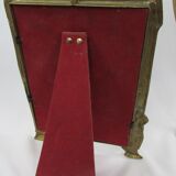 Tilting table mirror and art nouveau photo holder in bronze