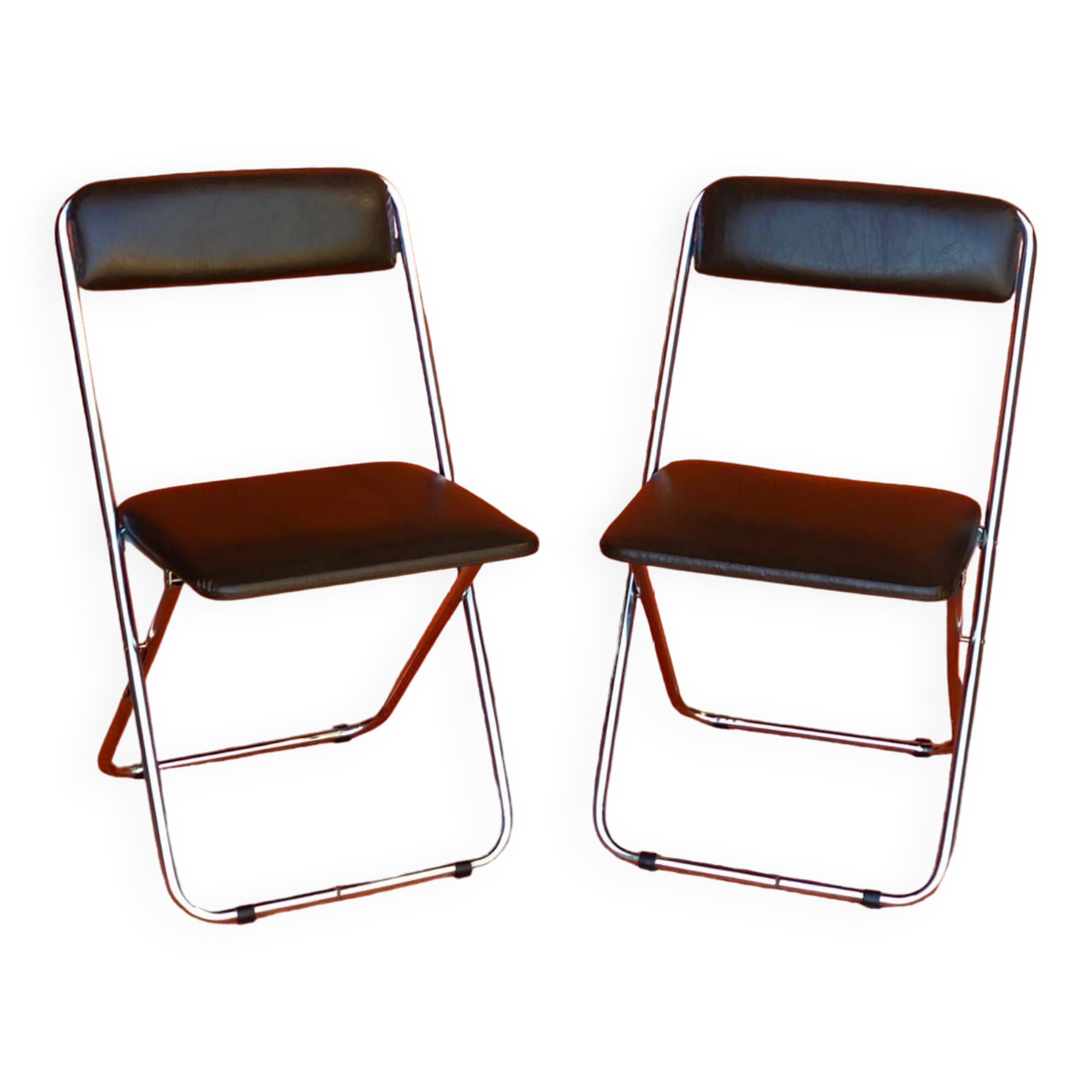 SET OF 2 VINTAGE FOLDING CHAIRS 1970 SKAI BROWN
