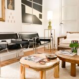 Table d’appoint travertin et laiton  vintage
