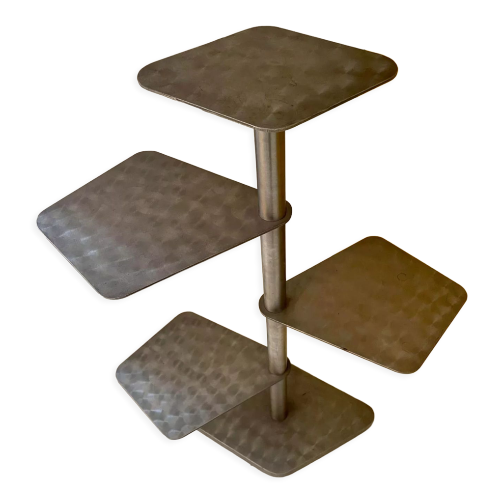 Table d'appoint moderniste en métal chromé et chêne, 1930