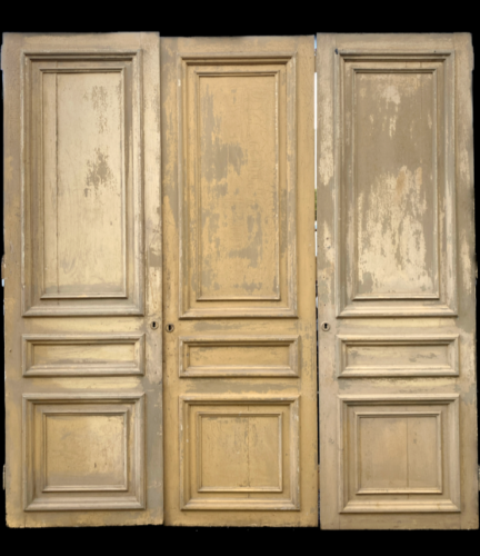 Suite of three single-sided doors in solid fir XIX century