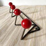 Coat rack metal and wood, 4 hooks, 50s