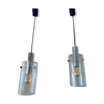 Pair of Glashütte Limburg hanging lamps 1970