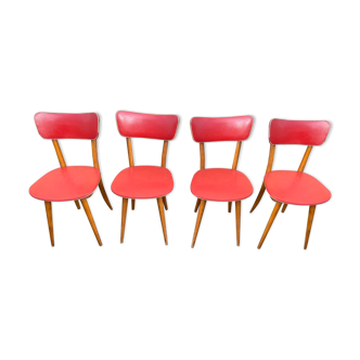 4 vintage chairs faux leather 1960