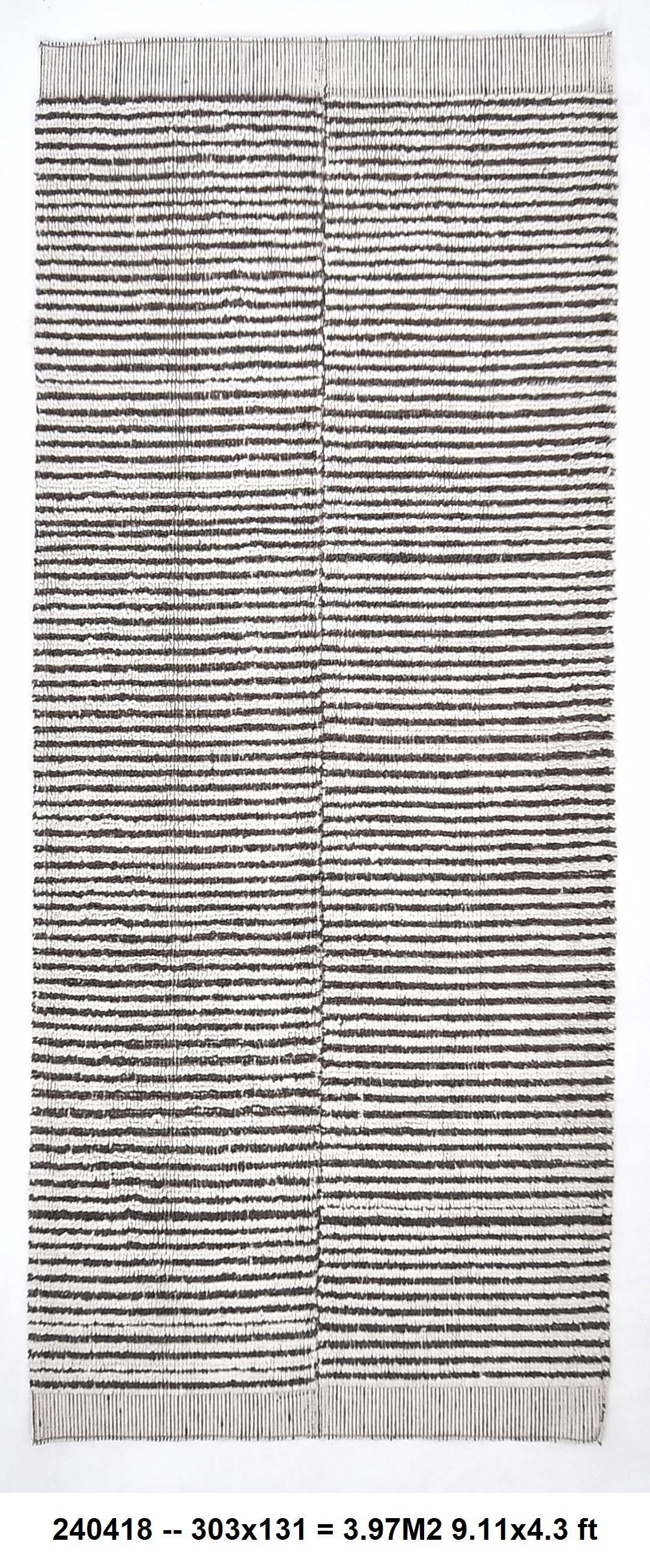 4x10 Brown & White Striped Vintage Runner Rug, 131x303Cm