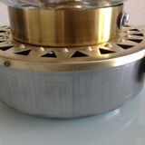 Structured glass globe lamp and metal-brass/ vintage 60s and 70s base