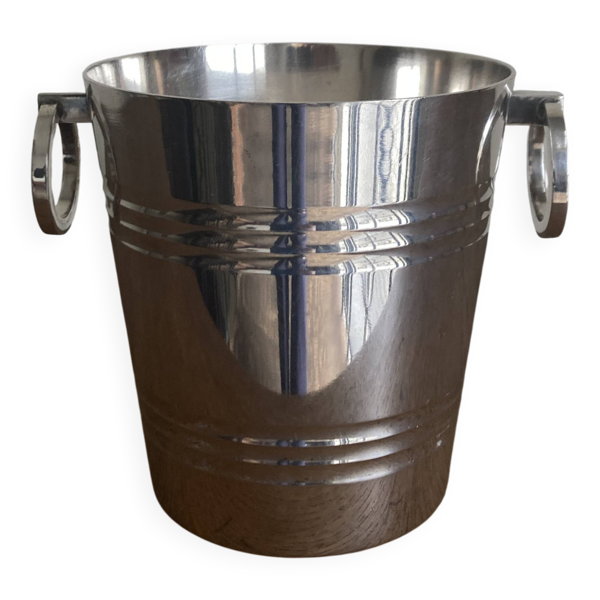 Cache pot moderniste en métal argenté 1950