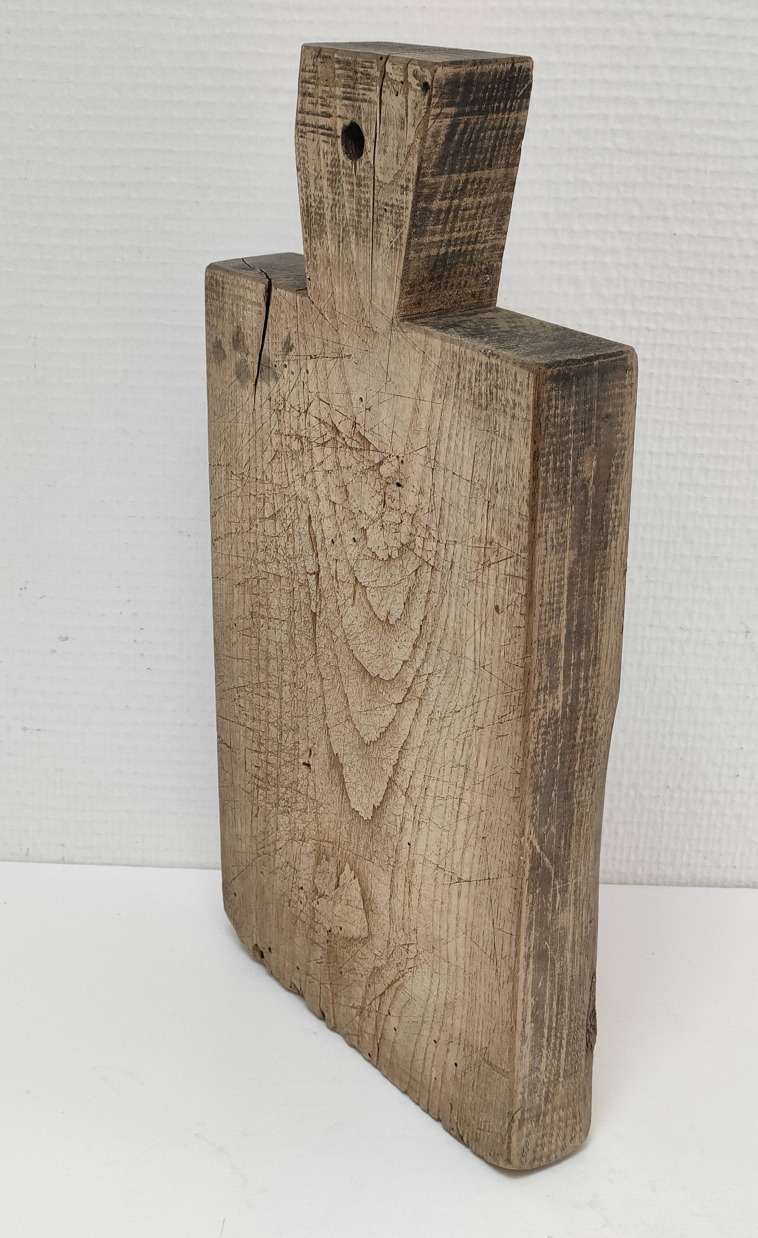 Cutting board solid wood patinated thick early twentieth century