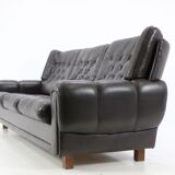 Republic Czech 1970 s leather brown sofa