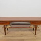 Table basse en teck et rotin du milieu du siècle, Danemark, années 1960
