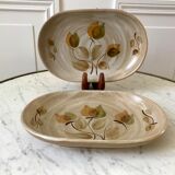 pair of sandstone / ceramic raviers Niderviller Doria Ste Radegonde hand painted 70s