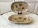 pair of sandstone / ceramic raviers Niderviller Doria Ste Radegonde hand painted 70s
