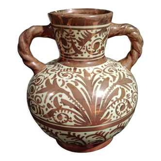 Vase en faïence d'Espagne (signé YG)