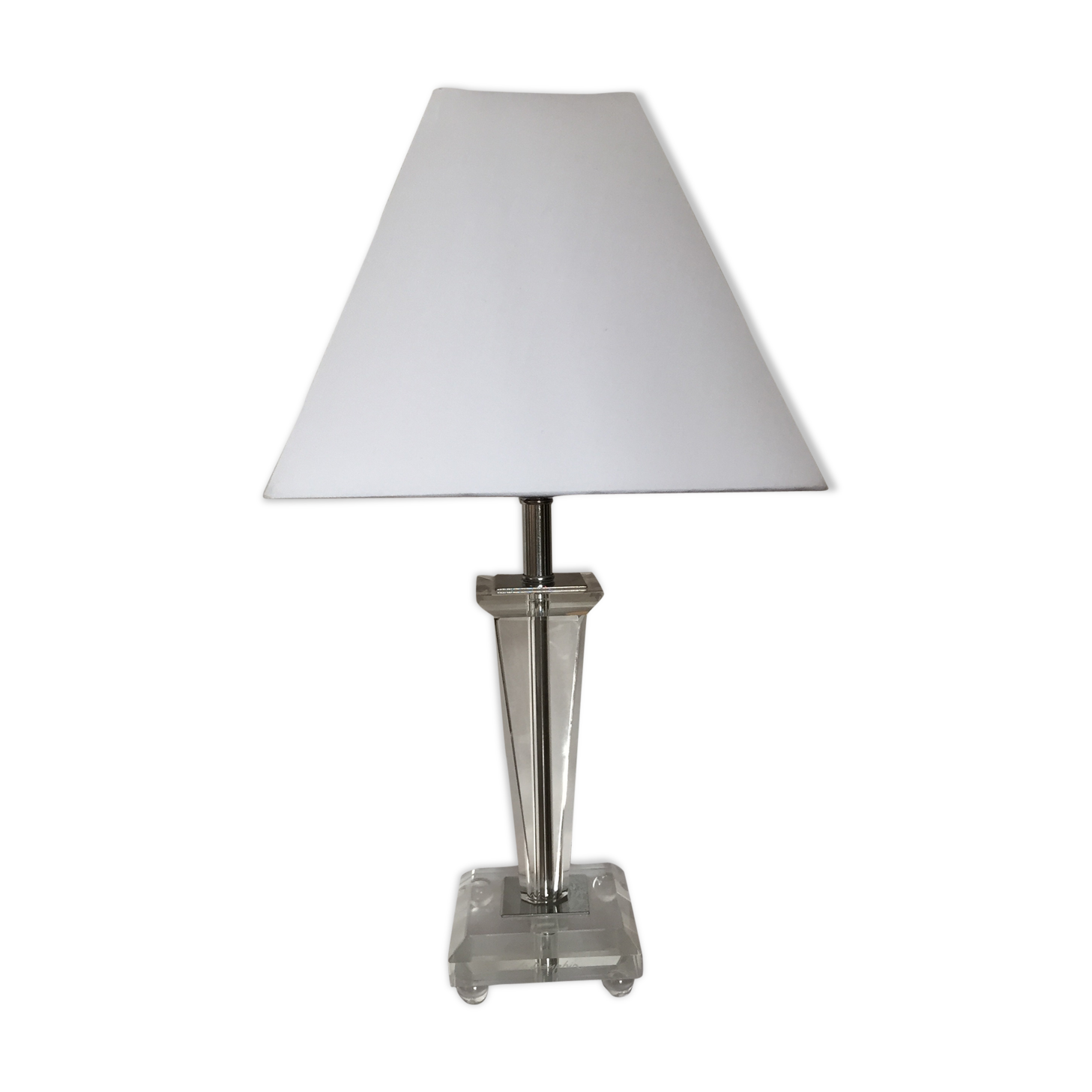 Crystal and stainless steel desk lamp