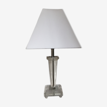 Lampe de bureau en cristal et acier inoxydable